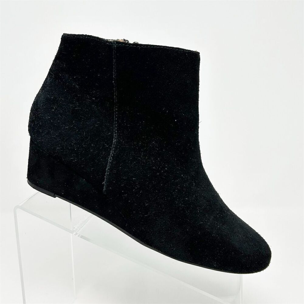 Seychelles Women's Black Suede Ankle Booties Size 8.5 Casual Wedge Fall